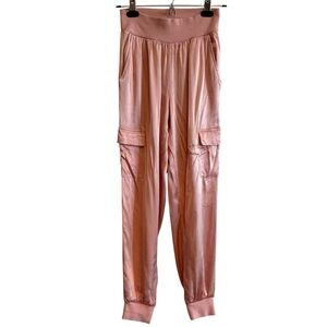 Fab’rik Light Pink Satin Silky Cargo Jogger Pants Small
